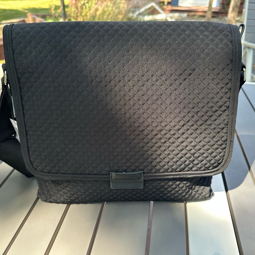 Black Quilted Vera Bradley Iconic Messenger Bag NWT